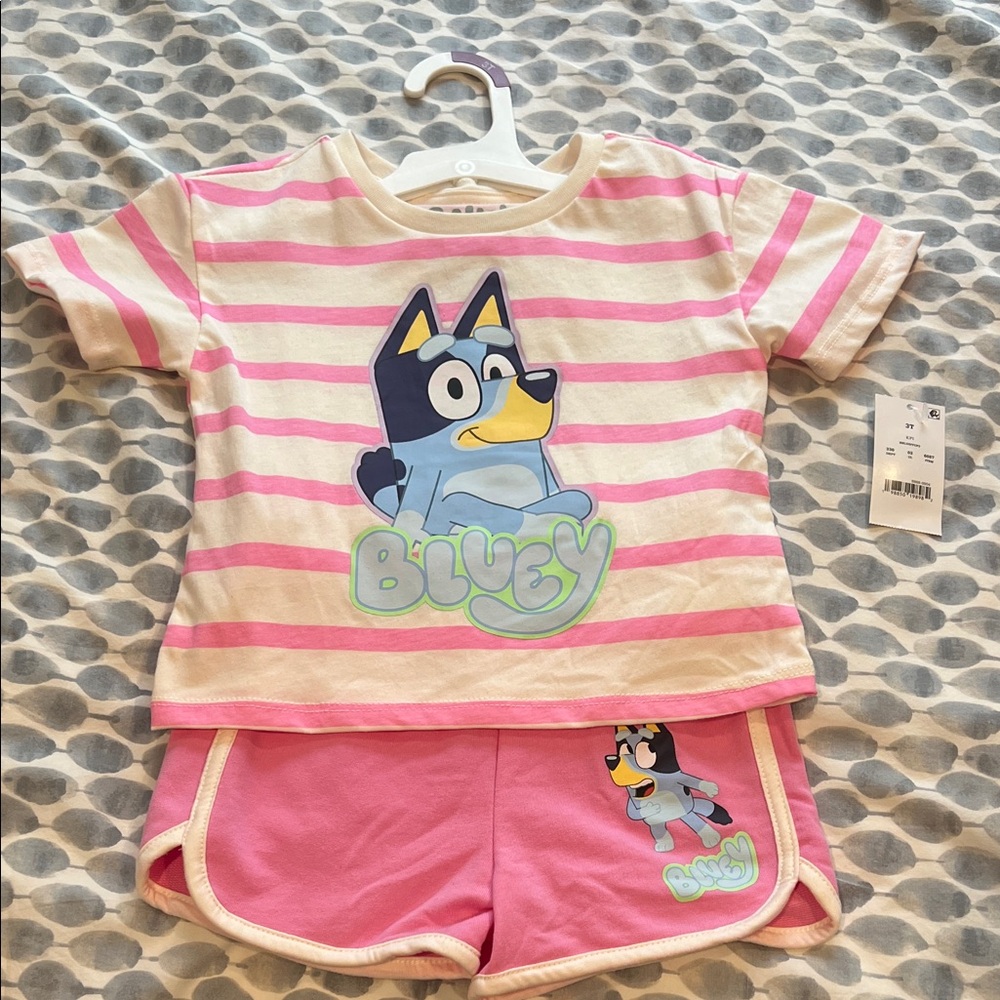 Kids Bluey Set - Pink and White